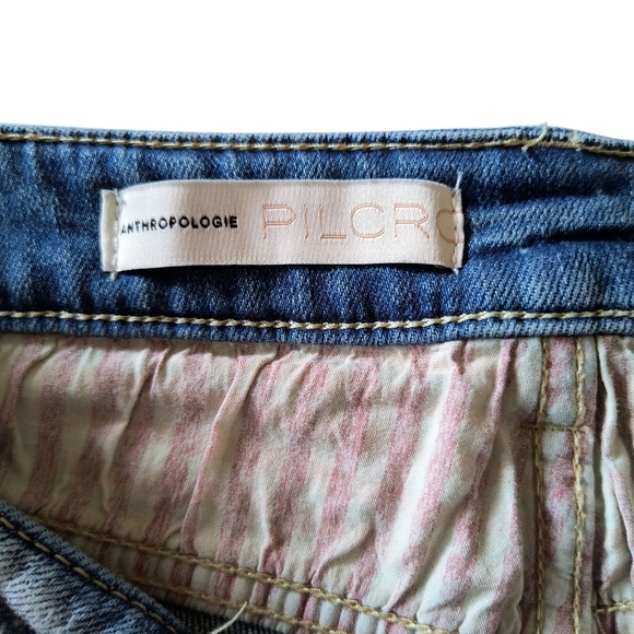 Anthropologie Pilcro Button Fly Faded Blue Denim Shortie Shorts Size 27 - Picture 8 of 11